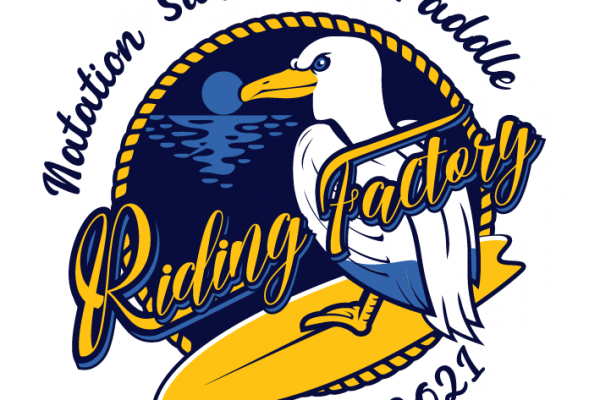 Logo Riding Factory Ecole de surf, Skate, Natation, Paddle